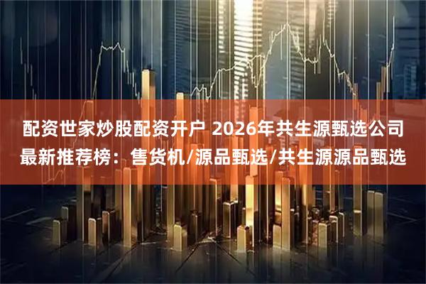 配资世家炒股配资开户 2026年共生源甄选公司最新推荐榜：售货机/源品甄选/共生源源品甄选